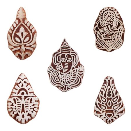 Set of 5 Piece New Mix Wooden Printing Blocks